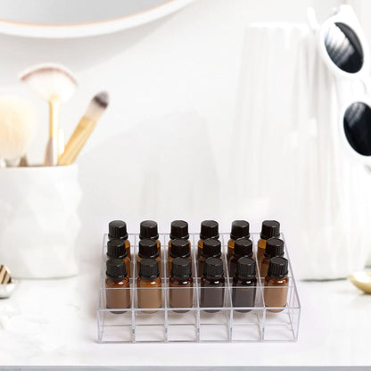 24Slots Essential Oil Holder，Plastics Essential Oil Storage,for Bottles Perfumes and Nail Polish Shelf，Essential Oil Organizer,Makeup Storage Rack