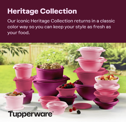 Tupperware Heritage Collection, New Food Storage Container Set in Vintage Pink, Dishwasher Safe and BPA Free (18 containers, 18 lids)