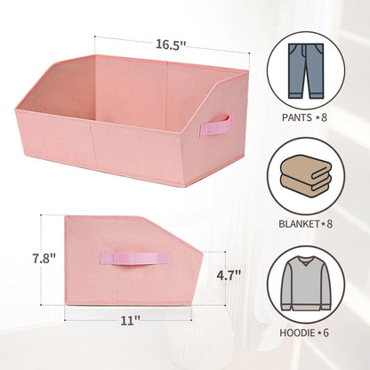Homsorout Closet Organizers Bins 6 Packs - Large Closet Shelf Organizer with Handles, Fabric Trapezoid Storage Bins, Collapsible Storage Cubes for Clothes, Towels, Light Gray
