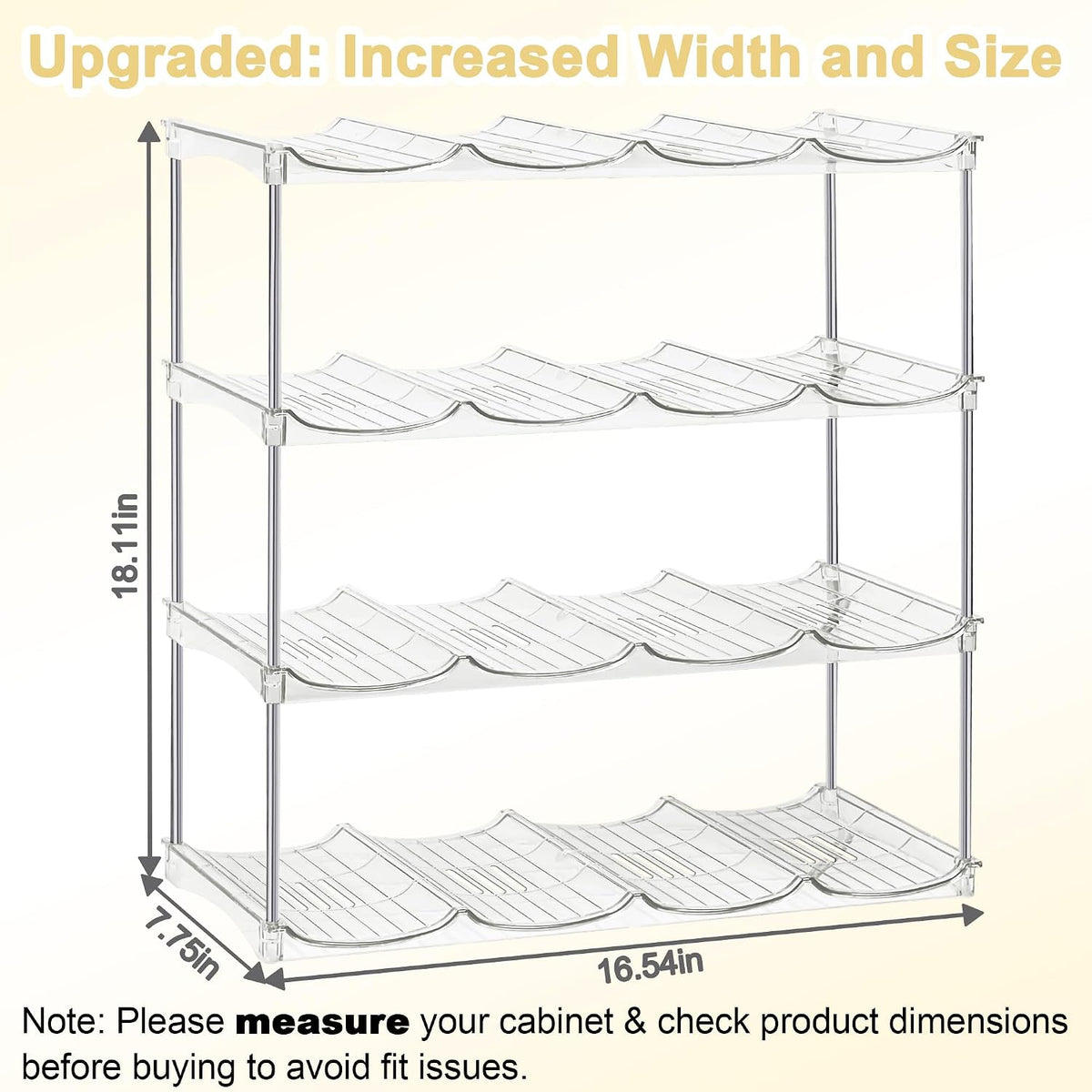 Stackable Water Bottle Organizer for Cabinet - Acrylic Tumbler Organizer Storage Rack for Stanley 40oz, Stanley Cup Holder, Pantry Kitchen Organizers and Storage for Stanley Cup, Holds 12 Bottles