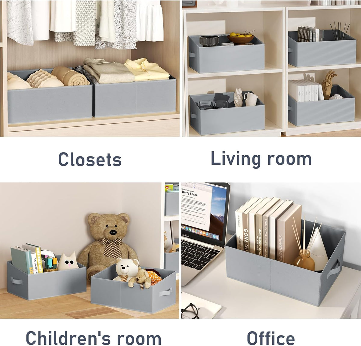 DIMJ Closet Storage Bins - Fabric Storage Baskets for Shelves, Collapsible Closet Organizers and Storage with Handles, Trapezoid Shelf Organization Storage Cubes for Purse, Toys, Books, Towel, Socks