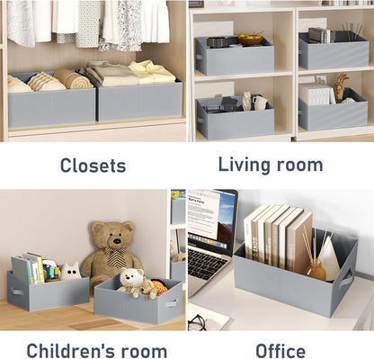 DIMJ Closet Storage Bins - Fabric Storage Baskets for Shelves, Collapsible Closet Organizers and Storage with Handles, Trapezoid Shelf Organization Storage Cubes for Purse, Toys, Books, Towel, Socks