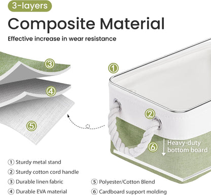 Large Storage Baskets- 15.7x11.8x8.26 inch Storage Bins for Shelves and Closet Organizing, Foldable Fabric Bin for Home Organization Clothes and Laundry (3-Pack, White&Khaki)