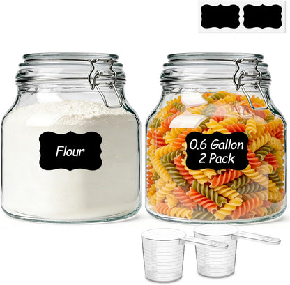 ComSaf 3-Pack 68oz 13-Inch Tall Glass Pasta Containers for Spaghetti & Long Pasta, Slender Airtight Canisters for Vertical Pantry Organization, Food Storage Jars for Linguine & Breadsticks
