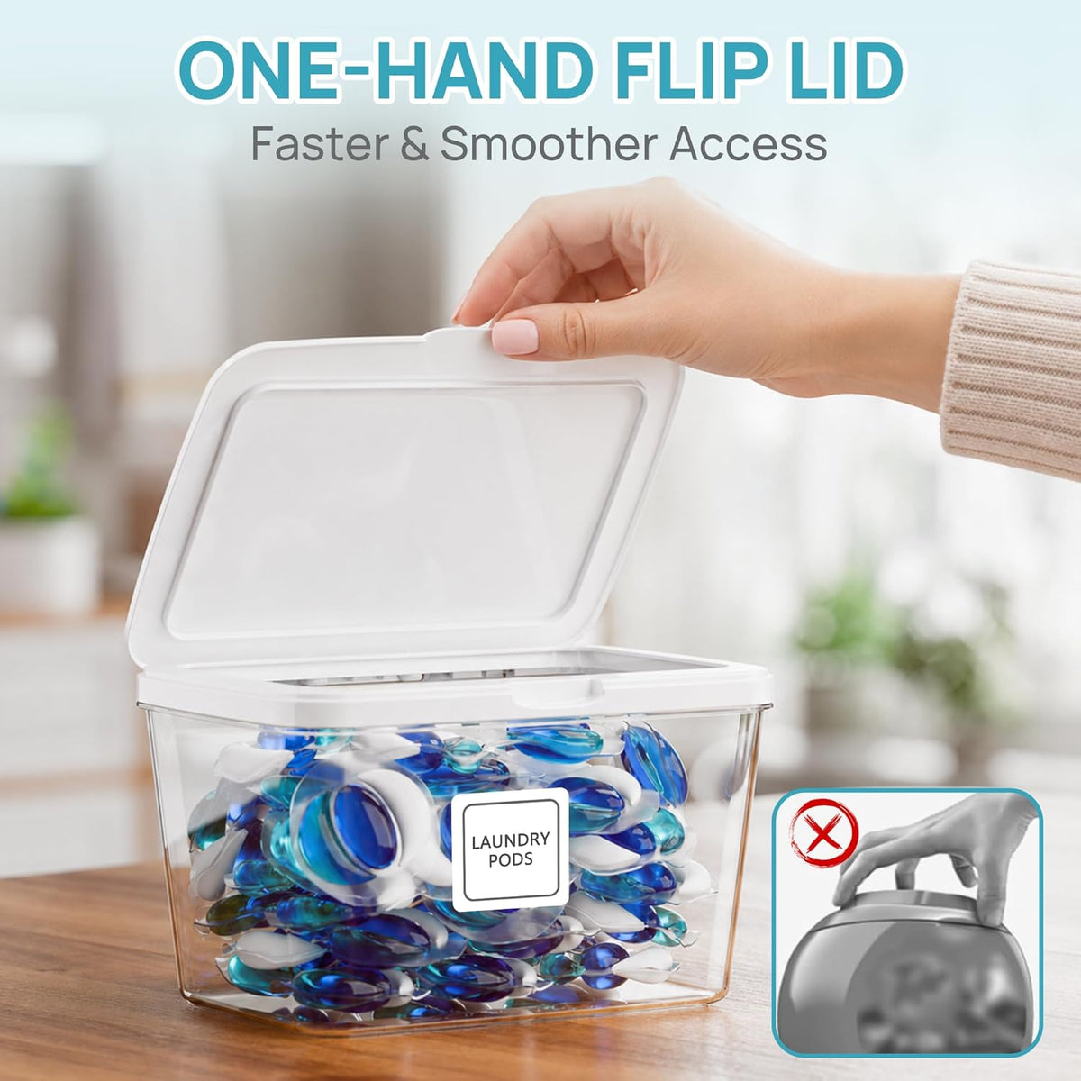 Vtopmart 4 Pack Laundry Pods Container and Dryer Sheet Holder, Detergent Powder Container with Lids &Labels & Scoop for Laundry Room Organization, Laundry Storage for Powder, Pods, Scent Booster Beads