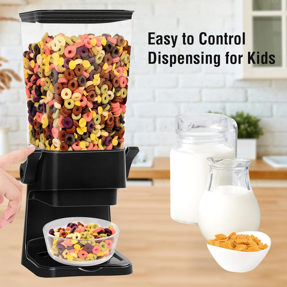 Cereal Dispenser Countertop,5.5L Cereal Containers Storage Dispenser for Pantry,Dry Food Storage Rice Containers,Candy Dispenser,Snack Organizer Machine for Grains, Nuts,Oatmeal, Pet Food White