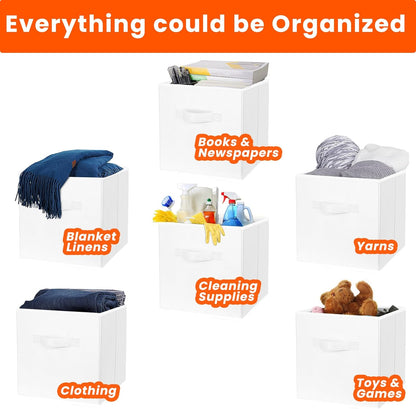 Criusia Large Storage Cubes, 13x13 Cube Storage Bins (Set of 10), Fabric Collapsible Storage Bins with Dual Handles, Foldable Cube Baskets for Shelf, Closet Organizers and Storage Box (Grey)