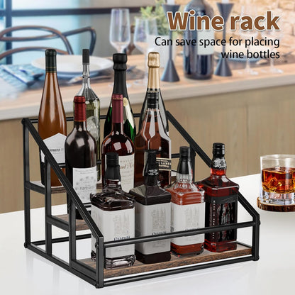 Coffee Syrup Organizer Rack, Liquor Bottle Display Shelf, Spice Racks, 4-Tier 16 Syrup Bottles Holder Stand for Coffee Bar Kitchen Small Wine Rack for Bar Family Storage for Syrup Wine Dressing