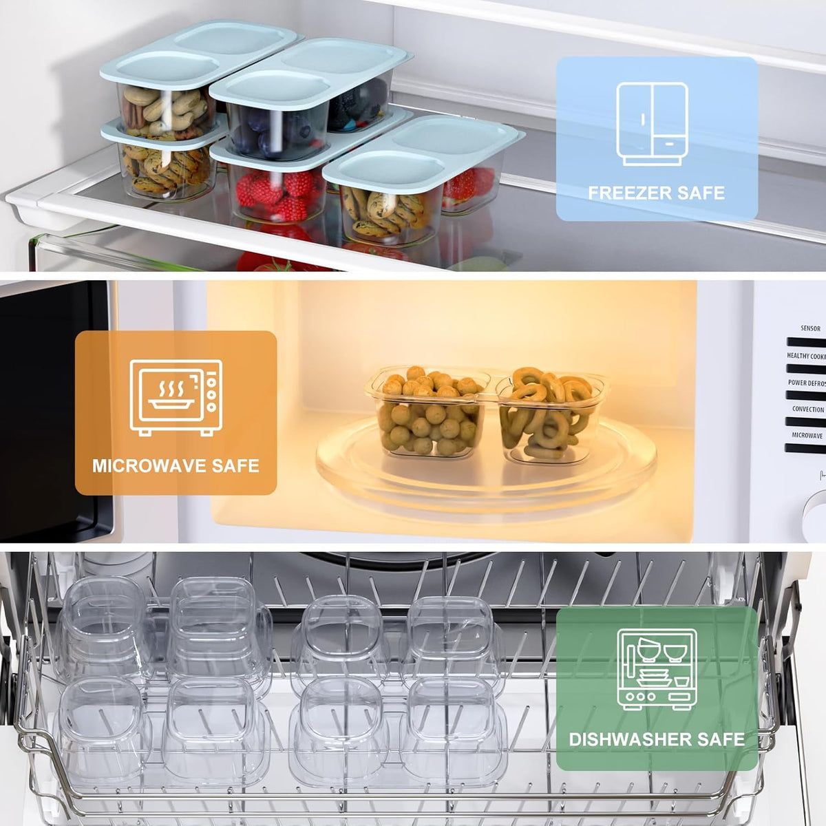 Snack Pack Containers for Kids, Reusable Snack Containers with Lids, 2 Compartment Small Bento Snack Box, BPA-Free, Lunchbox Accessories for Travel