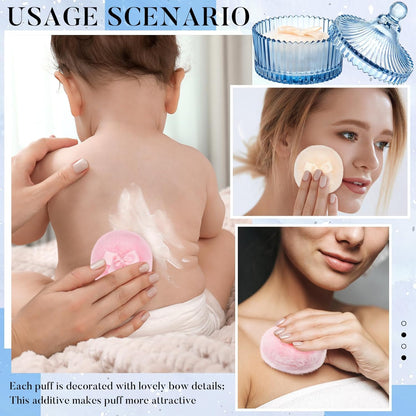 Tioncy 3 Pcs Large Body Powder Puff and Container Valentine's Day gift Powder Container with Puff Crystal Case Soft Washable Reusable Velour Face Body Glitter Wet Dry Makeup (Classic,Clear)