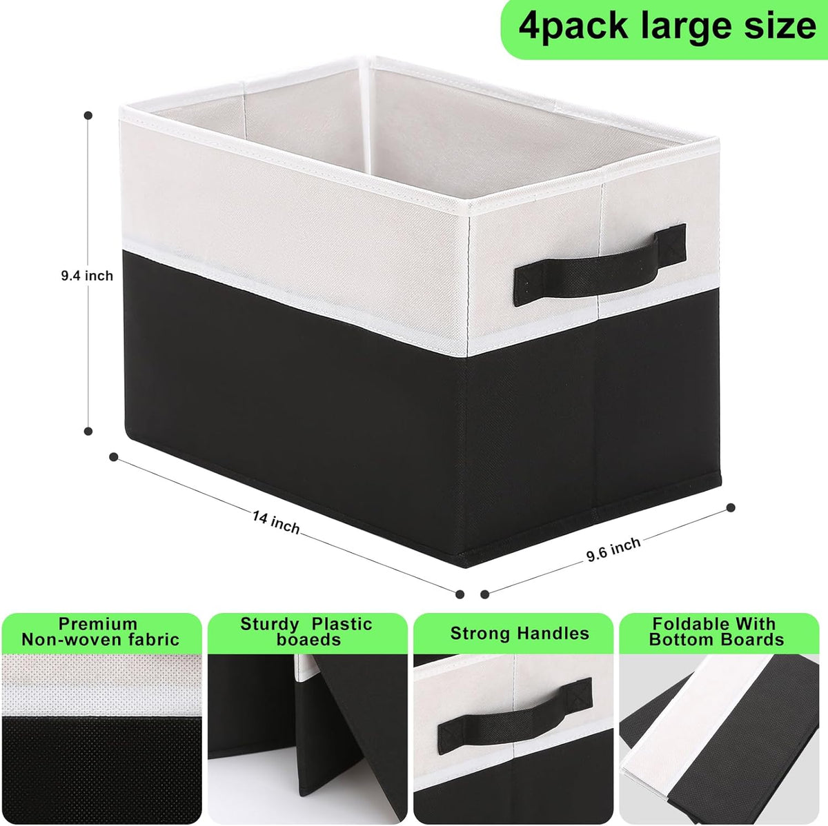Closet Storage Bins, Large Closet Organizer Baskets with Divider & Handles,Trapezoid Fabric Shelf Organizers, Collapsible Storage Cubes for Clothes, Towels, Toys - Beige