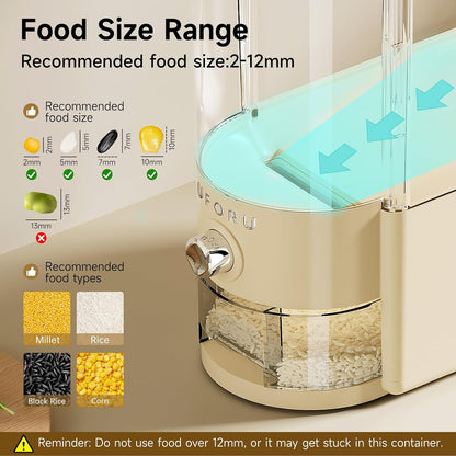 UFORU Rice Dispenser, Rice Storage Container with Measuring Cup for Kitchen Pantry Household, Cereal Dry Food Storage Containers Airtight, Sealed Moisture Proof (Brown 11 Lbs)