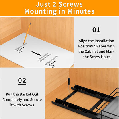 BOIVSHI 2-Tier Spice Rack, Pull Out Cabinet Organizer Spice Racks Height Adjustable Heavy Duty Metal Basket for Inside Cabinets & Pantry Closet(9.5''Wx10.5''Dx9.5''H)