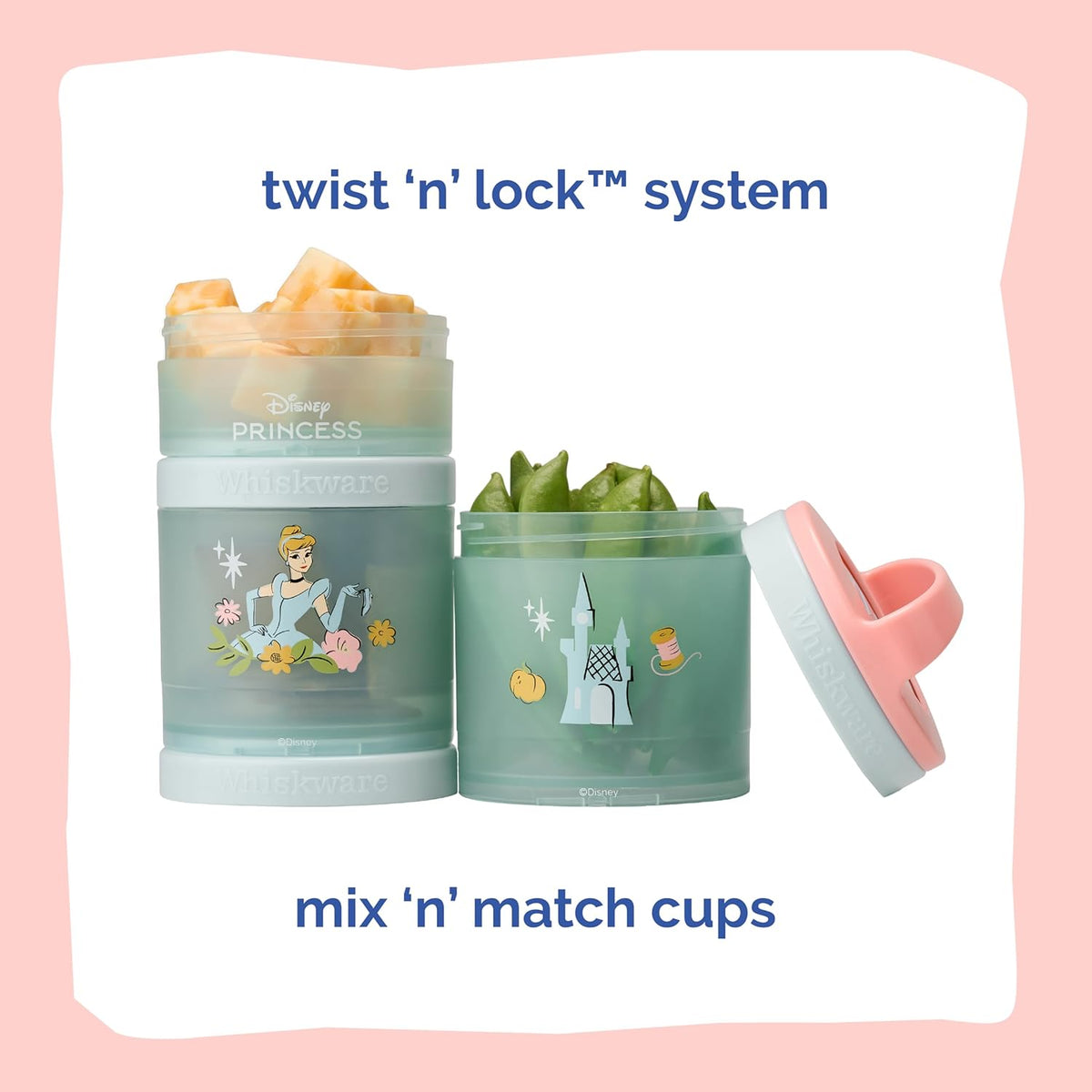 Whiskware Bluey Stackable Snack Containers for Babies, Toddlers, and Kids, 3 Stackable Snack Cups for School and Travel, Cupholder Friendly, Bluey and Bingo! Let’s Do This!