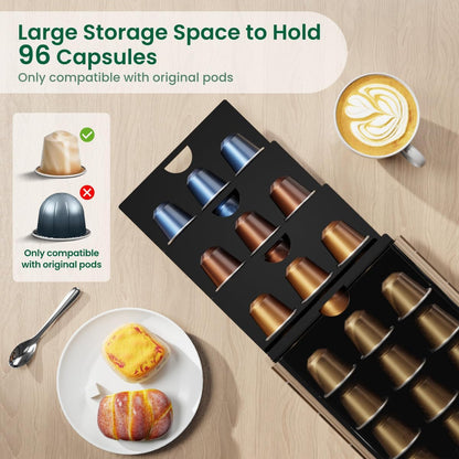 Acrylic Coffee Pod Holder for Nespresso OriginalLine Capsules, 40 Pods Capacity for Countertop Coffee Bar Home Office Kitchen