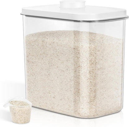 TBMax Rice Flour Storage Container with Automatic Flip-up Lid 25 Lbs | 12.68 Qt, Tall and Narrow Food Storage Flour Bin for Kitchen Pantry Organization, Pet Dog Cat Food Storage Container