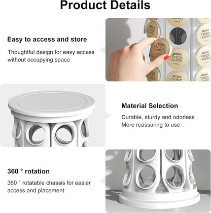 CEHNCEH K Cup Holder, Coffee Pods Holder Storage Organizer Stand Carousel Compatible with 40 Keurig K-Cup Pods, Home or Office Kitchen Counter (Black)