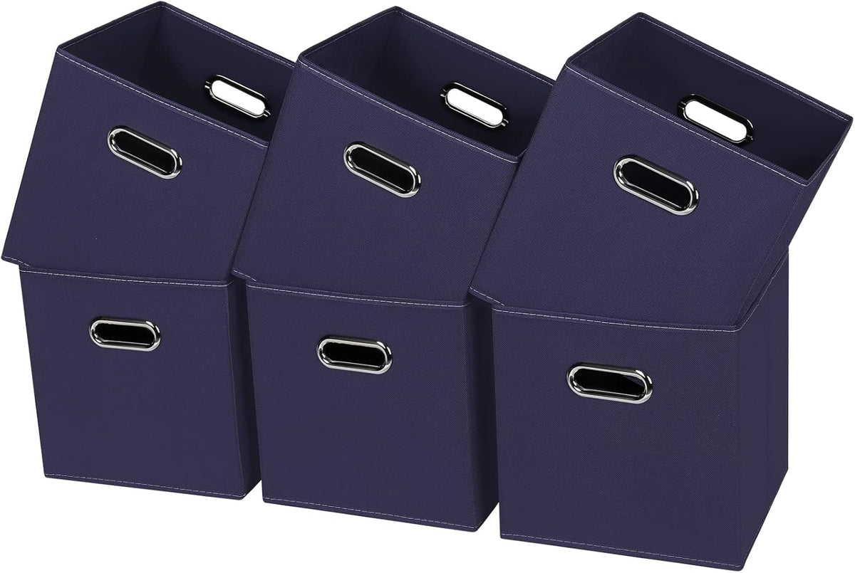 Black Fabric Cubby Storage Bins，13x13x13 Inches ，Cube Organizer Bin Foldable Storage Boxes with Dual Handles Fabric Organizer Box and collapsible Storage basket，Set of 3 ，Black