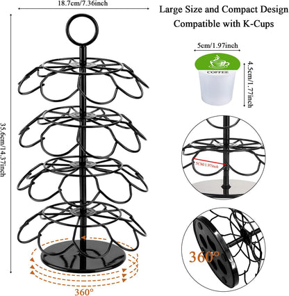 KIMIUP Coffee Pod Holder, K Cup Organizer Compatible with K-Cups(36 Pods), Kitchen Detachable Coffee Pod Organizer for Countertop, Spins 360-Degrees