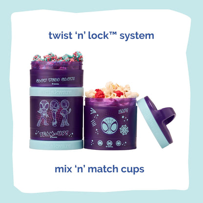 Whiskware Bluey Stackable Snack Containers for Babies, Toddlers, and Kids, 3 Stackable Snack Cups for School and Travel, Cupholder Friendly, Bluey and Bingo! Let’s Do This!