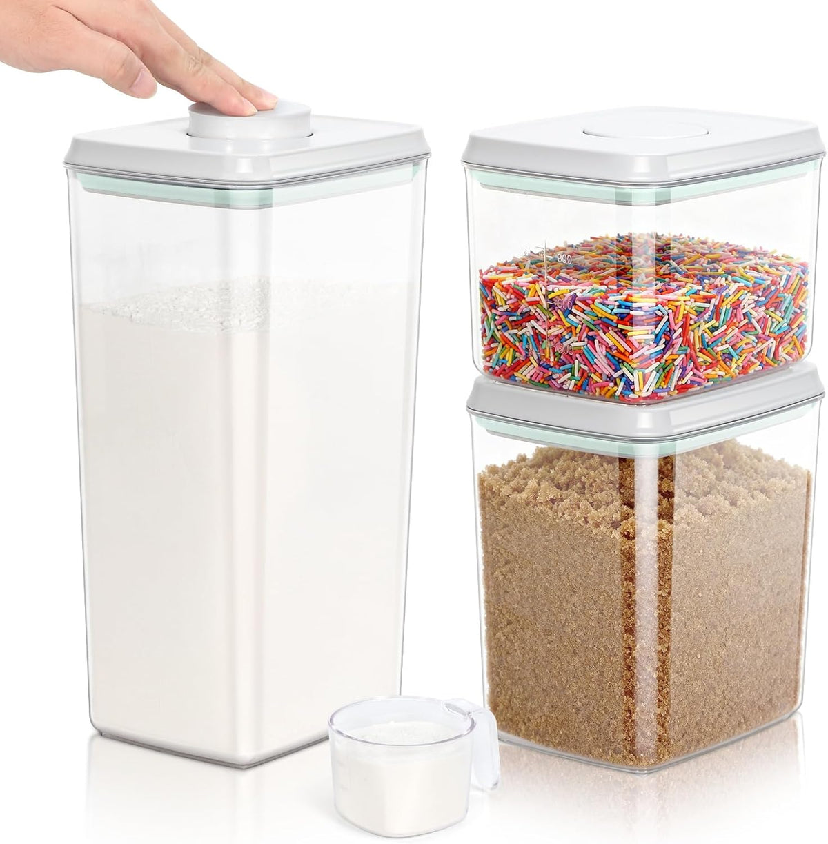 TBMax Rice Flour Storage Container with Automatic Flip-up Lid 25 Lbs | 12.68 Qt, Tall and Narrow Food Storage Flour Bin for Kitchen Pantry Organization, Pet Dog Cat Food Storage Container
