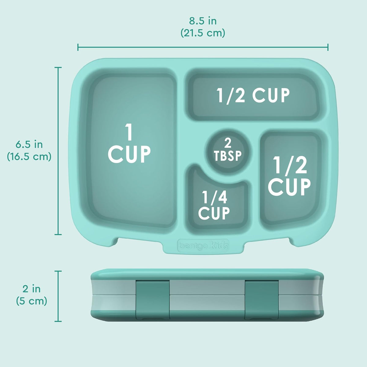 Bentgo Kids Bento-Style 5-Compartment Leak-Proof Lunch Box - Ideal Portion Sizes for Ages 3 to 7 - Durable, Drop-Proof, Dishwasher Safe, PFAS & BPA-Free & Made with Food-Safe Materials (Blue)
