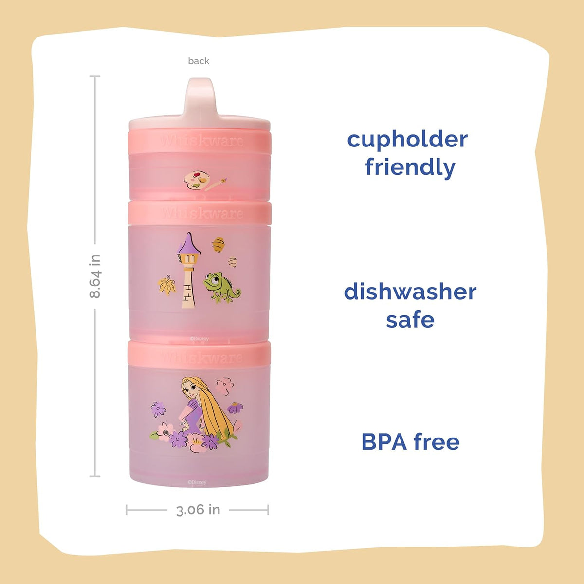Whiskware Bluey Stackable Snack Containers for Babies, Toddlers, and Kids, 3 Stackable Snack Cups for School and Travel, Cupholder Friendly, Bluey and Bingo! Let’s Do This!