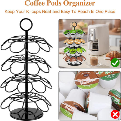 KIMIUP Coffee Pod Holder, K Cup Organizer Compatible with K-Cups(36 Pods), Kitchen Detachable Coffee Pod Organizer for Countertop, Spins 360-Degrees