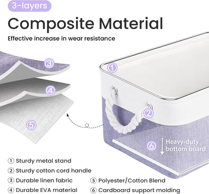 Large Storage Baskets- 15.7x11.8x8.26 inch Storage Bins for Shelves and Closet Organizing, Foldable Fabric Bin for Home Organization Clothes and Laundry (3-Pack, White&Khaki)