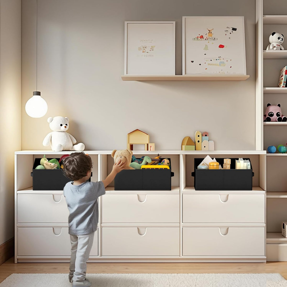 DIMJ Closet Storage Bins - Fabric Storage Baskets for Shelves, Collapsible Closet Organizers and Storage with Handles, Trapezoid Shelf Organization Storage Cubes for Purse, Toys, Books, Towel, Socks