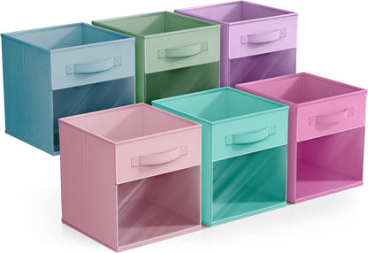 Sorbus Fabric Storage Cubes - 6 Foldable Storage Bins for Organizing Pantry, Cubbies, Toy Box - Clothes Storage & Closet Organizer - 13 Inch Collapsible Cube Baskets for Shelves with Handle