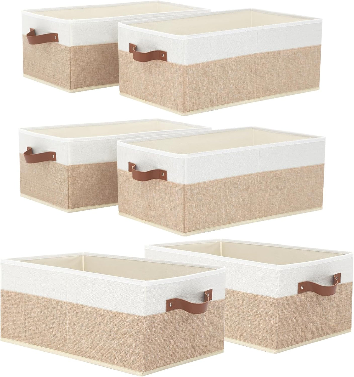 Large Capacity Storage Bins Closet Organizer for Shelves, Fabric Closet Storage Baskets Boxes with Leather Handles for Organizing Clothes, Sheets, Jeans, Toys, Books (Grey)