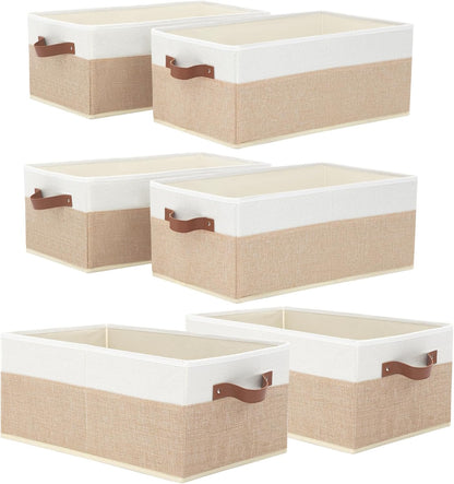 Large Capacity Storage Bins Closet Organizer for Shelves, Fabric Closet Storage Baskets Boxes with Leather Handles for Organizing Clothes, Sheets, Jeans, Toys, Books (Grey)