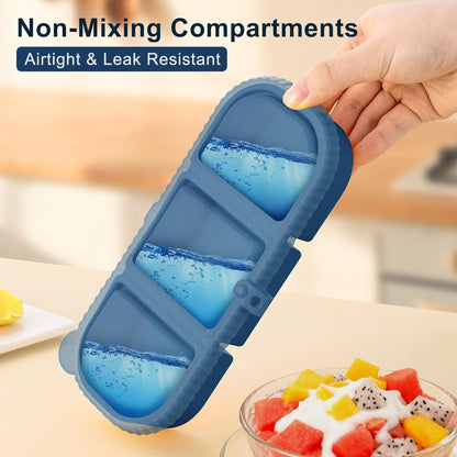 Silicone Reusable Snack Containers with Lids - 8 oz Double Compartment Snackle Box for Kids & Adults, BPA-Free & Leakproof, Small for Dressing, Snacks, School, Office, Picnic