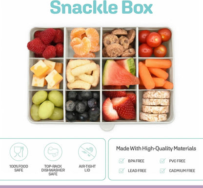 melii Snackle Box |12-Compartment Snack Container with Removable Dividers, BPA-Free Food Storage for Travel, School & On-the-Go Snacks, Kids & Family Organizer (Grey)