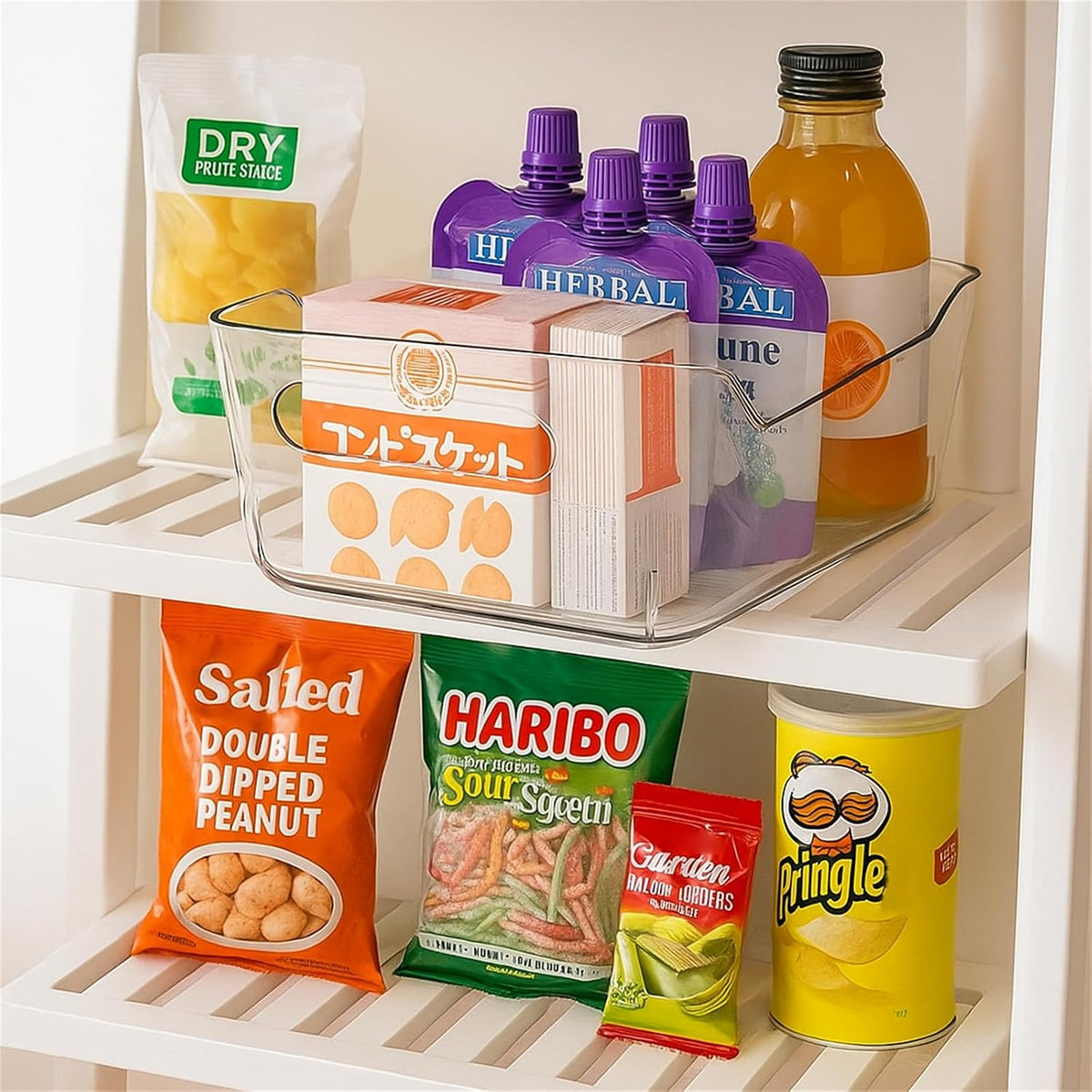 Acrylic Pantry Storage Bins, Storage Bins for Cabinets, Clear Bins for Pantry, Cabinets, Organizing, Fridge, Kitchen (7.9” x 5.5” x 3.2”)