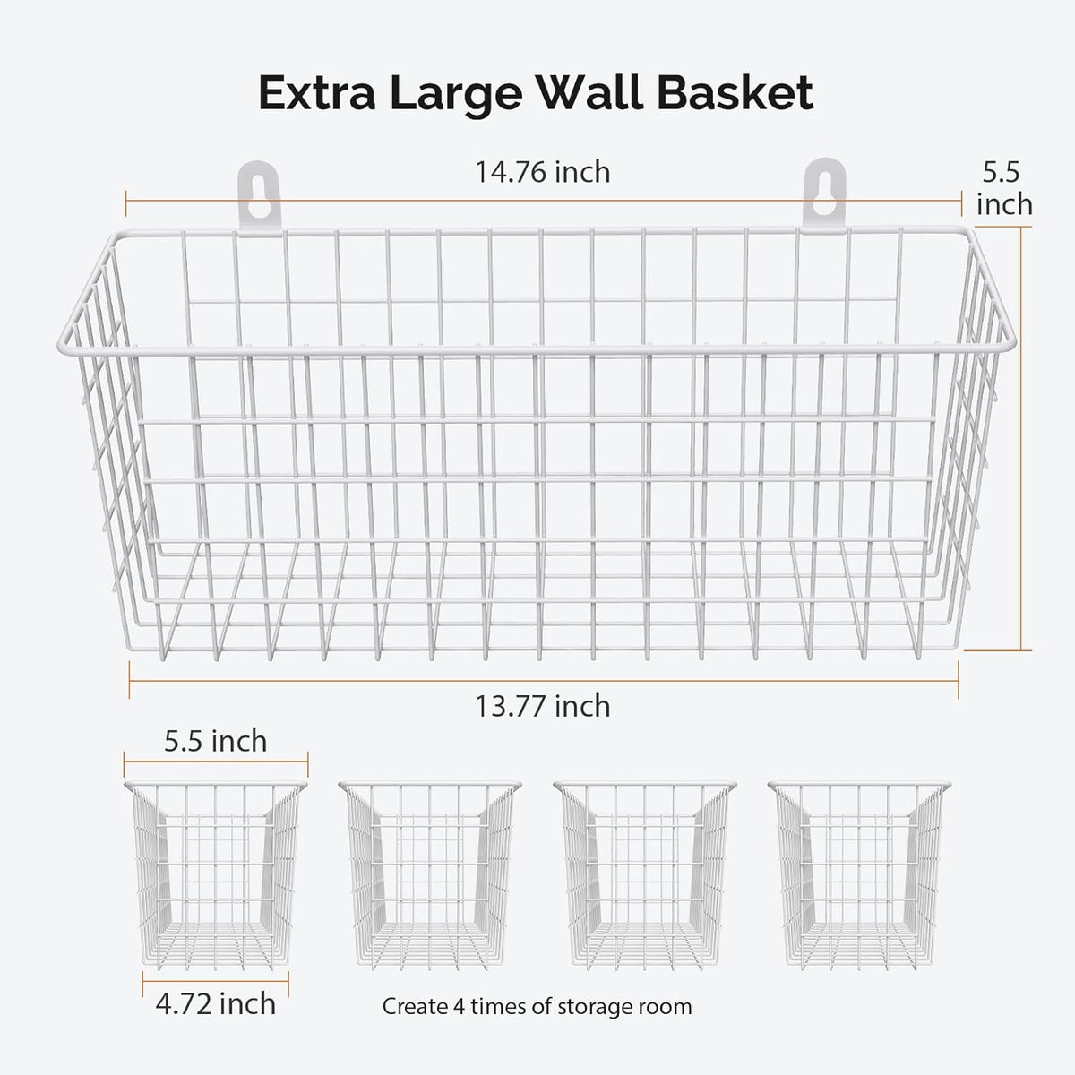 MaraFansie [Extra Large] Wire Basket Hanging Wall Organizer Cabinet Storage Basket Wall Mounted Shelves Rustic Farmhouse Decor for Home Kitchen Bathroom, BLACK