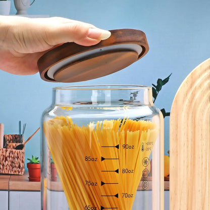Glass Storage Containers with Lids,Glass Jars with Bamboo Lids, Canisters Set for Pasta, Nuts, Coffee Beans, Kitchen Pantry Organization Jar,Muti Size Set of 3,with Lables and Pen