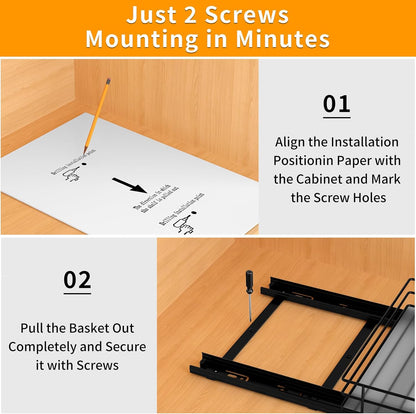BOIVSHI 2-Tier Spice Rack, Pull Out Cabinet Organizer Spice Racks Height Adjustable Heavy Duty Metal Basket for Inside Cabinets & Pantry Closet(9.5''Wx10.5''Dx9.5''H)