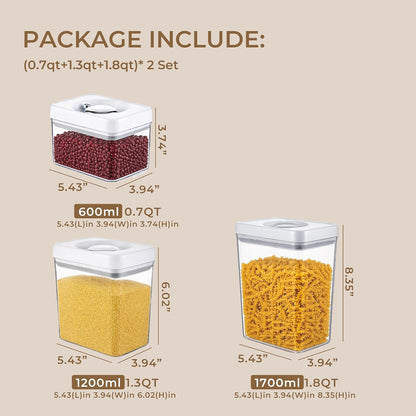 UFORU Food Storage Containers with Twist-lock Lids,2.6Qt 2Pcs Airtight Food Storage Containers, BPA-Free Stackable Kitchen Pantry Organizers and Storage, Rotary Opening Flour and Sugar Container Sets