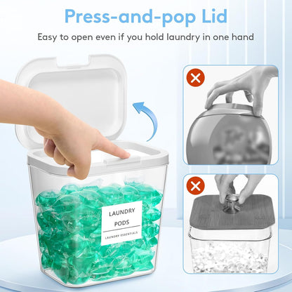 Lifewit Laundry Pods Container with Pop-up Lid, Laundry Room Organization, Dryer Sheet Holder for Washing Powder Scent Booster Beads, 2700 +2000ml/0.72+0.5gal,3 Pcs