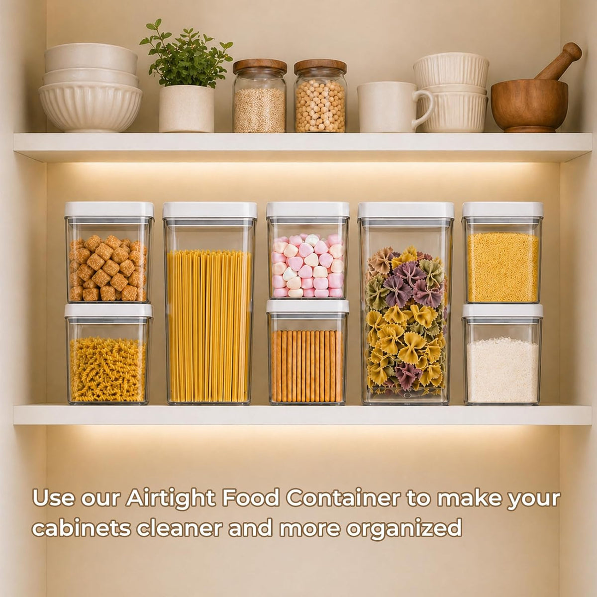UFORU Food Storage Containers with Twist-lock Lids,2.6Qt 2Pcs Airtight Food Storage Containers, BPA-Free Stackable Kitchen Pantry Organizers and Storage, Rotary Opening Flour and Sugar Container Sets