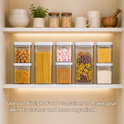 UFORU Food Storage Containers with Twist-lock Lids,2.6Qt 2Pcs Airtight Food Storage Containers, BPA-Free Stackable Kitchen Pantry Organizers and Storage, Rotary Opening Flour and Sugar Container Sets
