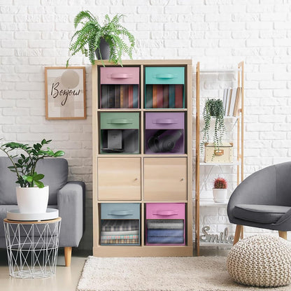 Sorbus Fabric Storage Cubes - 6 Foldable Storage Bins for Organizing Pantry, Cubbies, Toy Box - Clothes Storage & Closet Organizer - 13 Inch Collapsible Cube Baskets for Shelves with Handle