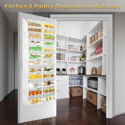 HOMELUX THEORY UPGRADED 6 Tiers Over The Door Organizer Hanging - 100D EXTRA THICK & 50lbs HUGE CAPACITY, 12 Side Mesh Pockets Over The Door Shoe Organizer, Hanging Closet Organizer (Ivory, 1pc)