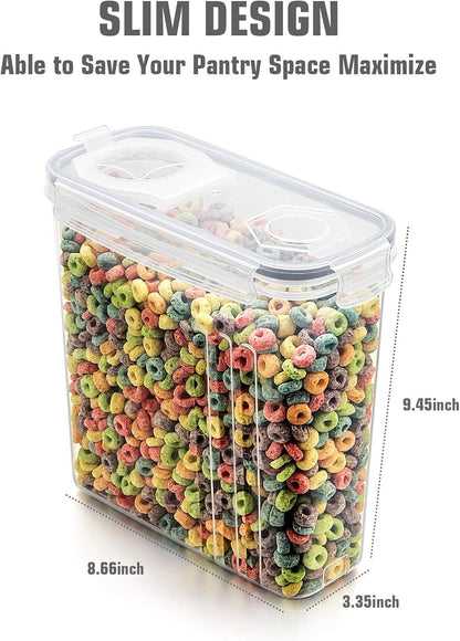 Wildone Cereal Storage Containers Set, Large BPA Free Plastic Airtight Food Storage Containers 4L for Flour, Sugar, 6 Piece Set Cereal Dispensers with 20 Labels & Marker, Black