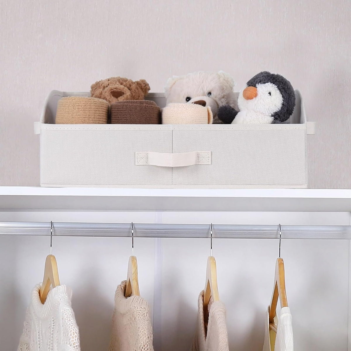 WUIKE Closet Organizers and Storage, Trapezoid Storage Bins, Fabric Closet Bins with Handles, Foldable Storage Baskets for Clothes, Purse, Blanket, Herringbone Gray, Extra Large