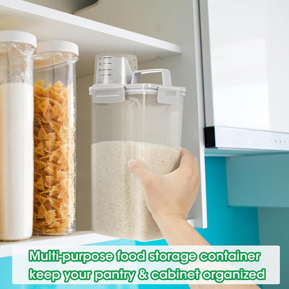 TBMax Rice Container Cereal Storage Container 2 Pack 5 Lbs, Kitchen Pantry Dry Food Storage Holder with Easy-Pouring Spout & Handy Cup, Small Pet Dog Cat Food Dispenser for Daily Feeding -Grey