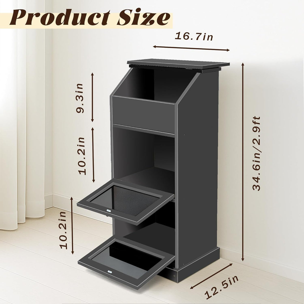Potato Storage Bin, 3-Tier Potato and Onion Storage Bin with Lid, Wooden Bread Box for Fruit and Vegetable,Food Storage Containers for Kitchen Pantry (Oak)