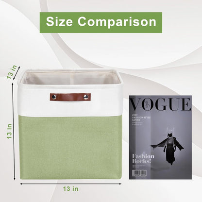 Bagnizer Large Fabric Storage Baskets | 50L Storage Bins, Decorative Linen Closet Baskets with Handles for Organizing, Shelf, Toys, Clothes, Home, Office, Nursery, 17x12x15Inches (Grey&White)